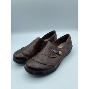 Womens Size 7.5 Clarks Collection Cheyn Misha Brown Leather Slip On Shoe Loafer